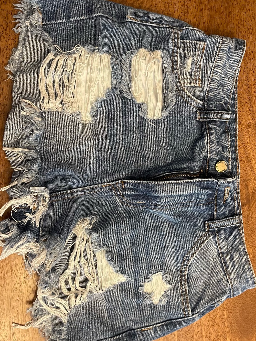 SHEIN Light Blue Distressed Denim Shorts